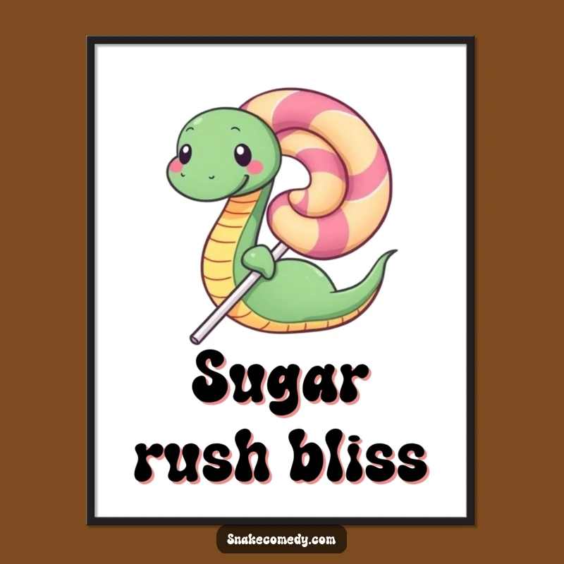 Funny Happy Snake Lollipop Poster: Sweet Wall Art and Hilarious Gift