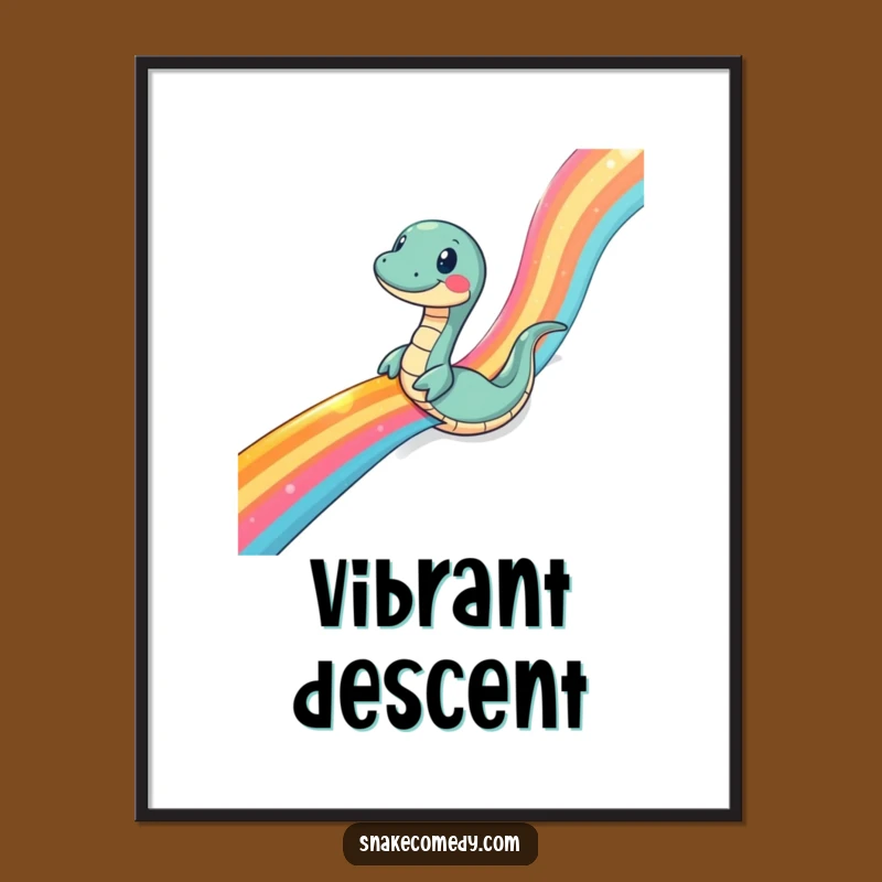 Funny Snake Rainbow Ribbon Poster: Vibrant Art for a Playful Space