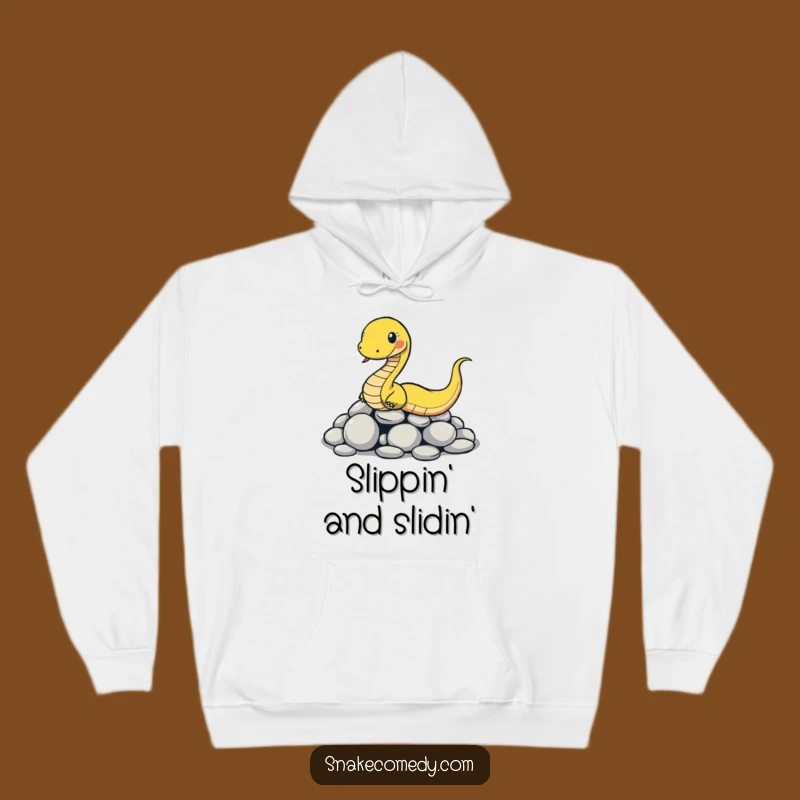Funny Slipping Snake Hoodie: Cozy Reptile Stone Slide Sweatshirt
