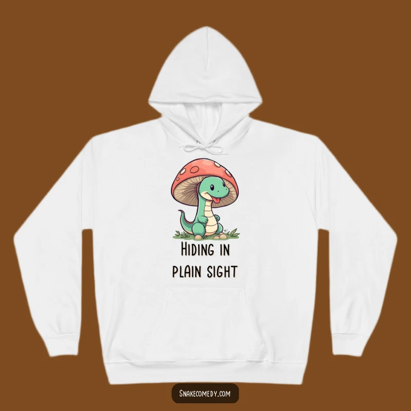 Funny Snake Mushroom Hoodie: Sneaky Peeking Character, Cozy & Hilarious Gift!