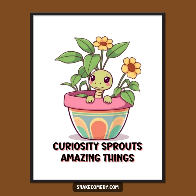Funny Free Printable Wall Art: Curious Snake in Pot, Humorous Downloadable Art