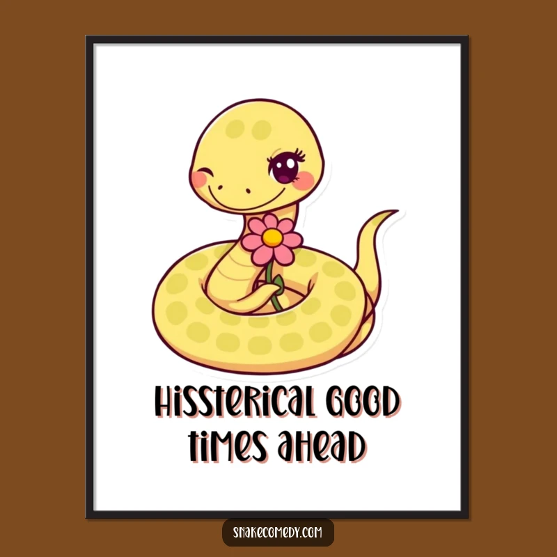 Free Printable Snake Wall Art: Funny Wink Flower Downloadable Art Gift