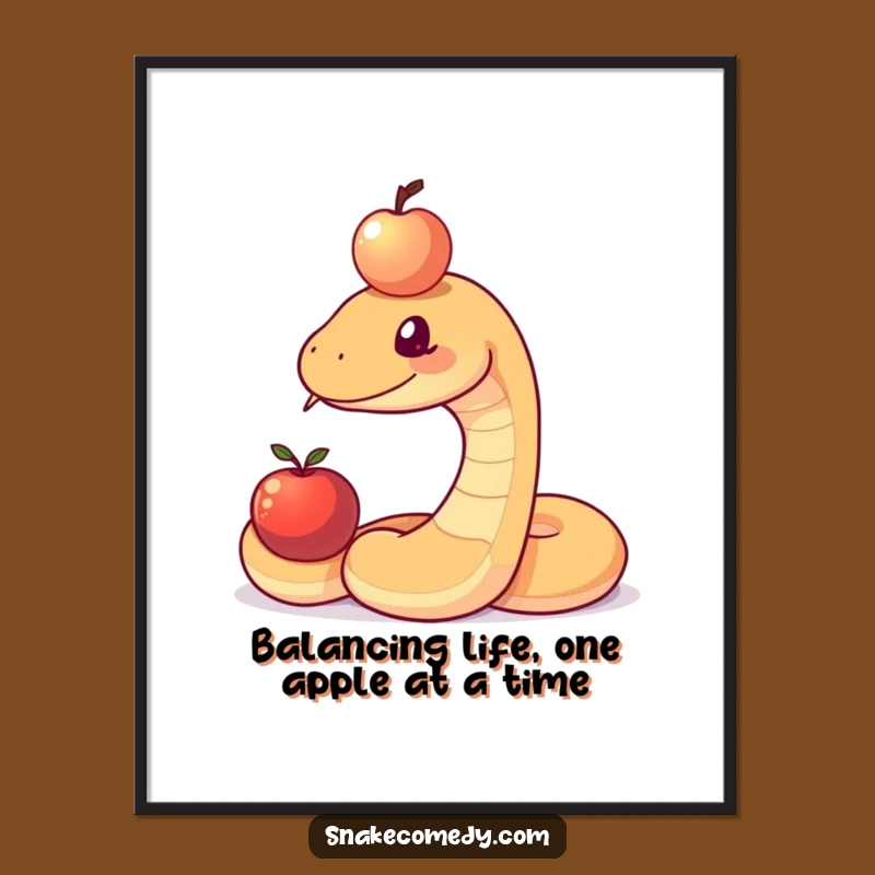 Free Printable Wall Art: Funny Snake Balancing Apple, Hilarious Downloadable Art for Home Decor