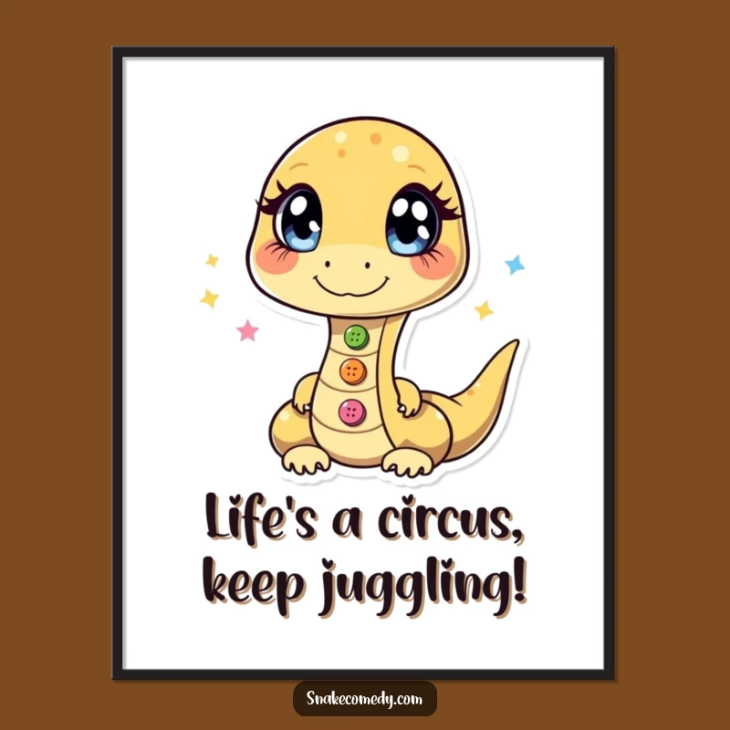 Funny Free Printable Wall Art: Juggling Snake with Buttons - Quirky Downloadable Decor