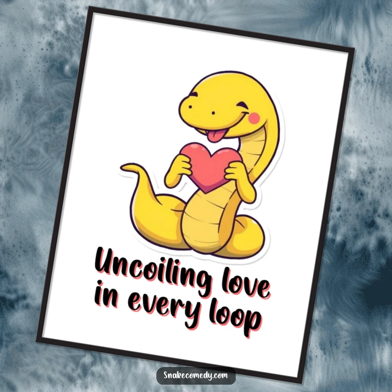 Funny Free Printable Wall Art of a snake artistically coiling to create a perfect, loving heart shape.