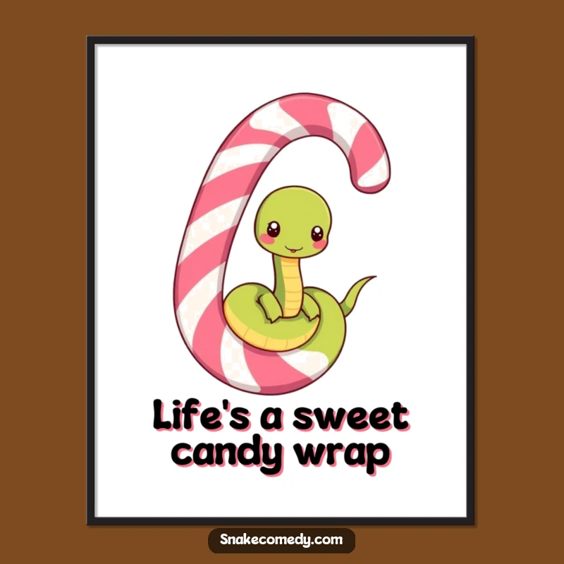 Funny Free Printable Wall Art: Snake Unwinding Candy Cane Downloadable Art Gift