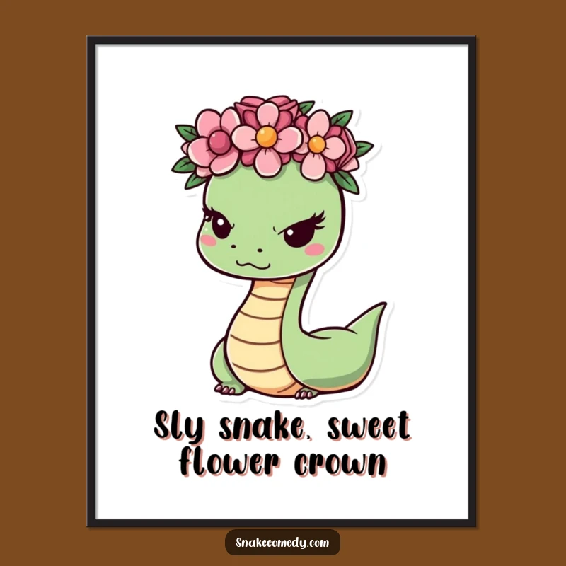 Funny Free Printable Wall Art: Winking Snake Flower Crown Downloadable Decor
