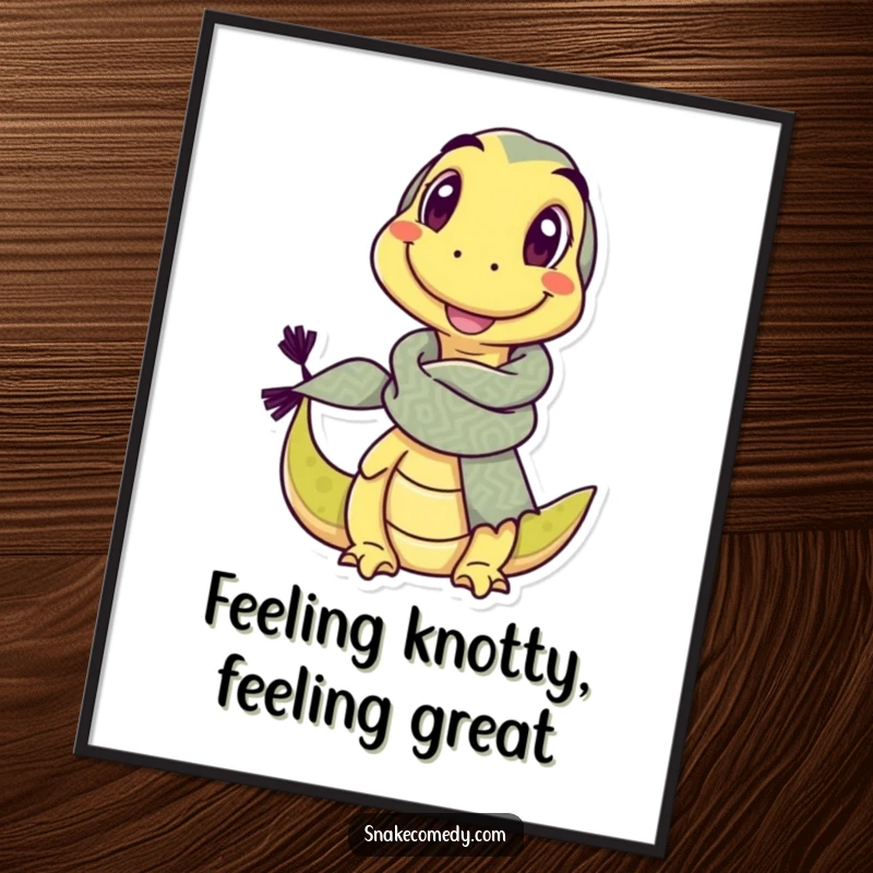 Funny Free Printable Wall Art: A delighted snake wearing a giant patterned scarf winks, adding quirky charm to any room.