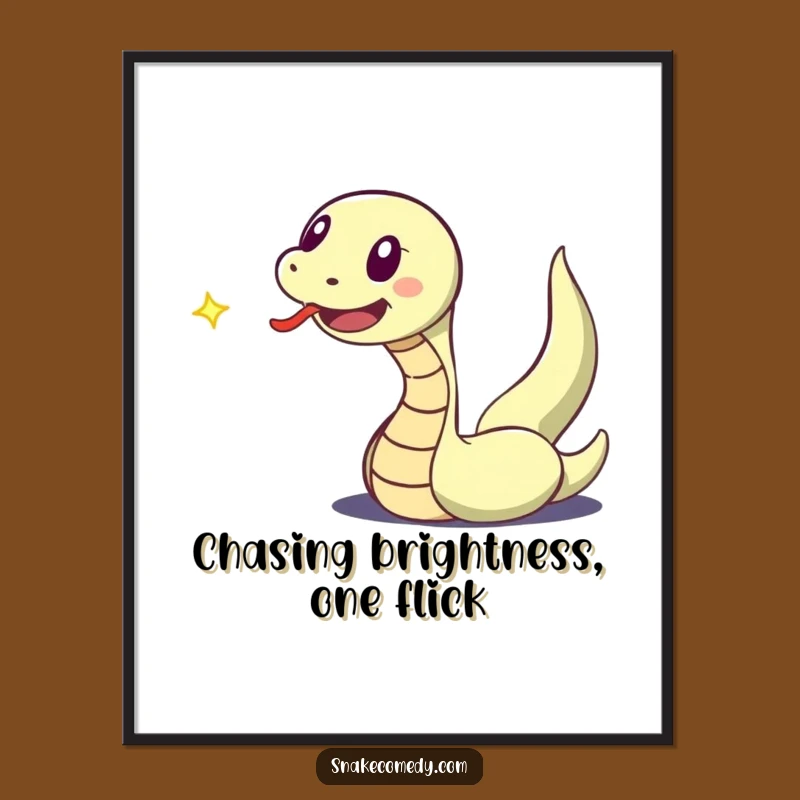 Funny Snake Wall Art Free Printable: Excited Reptile Chasing Light, Quirky Decor