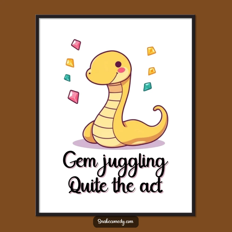 Funny Free Printable Wall Art: Juggling Snake Gems Downloadable Art Gift