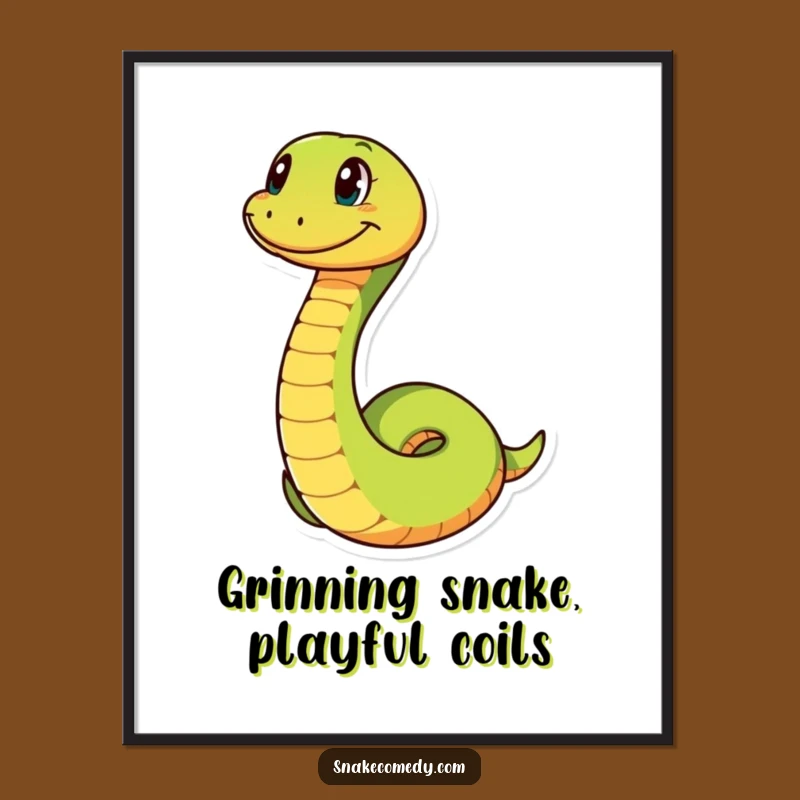 Funny Free Printable Wall Art: Coiling Grinning Snake Downloadable Decor