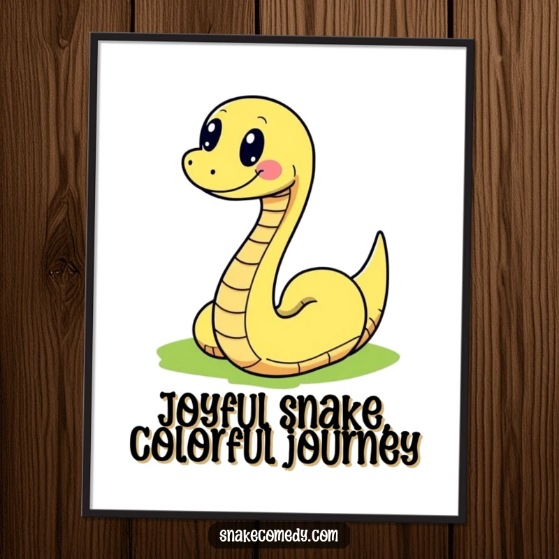 Funny Free Printable wall art depicting a snake character joyfully slithering along a sinuous, richly colored, and abstract path.