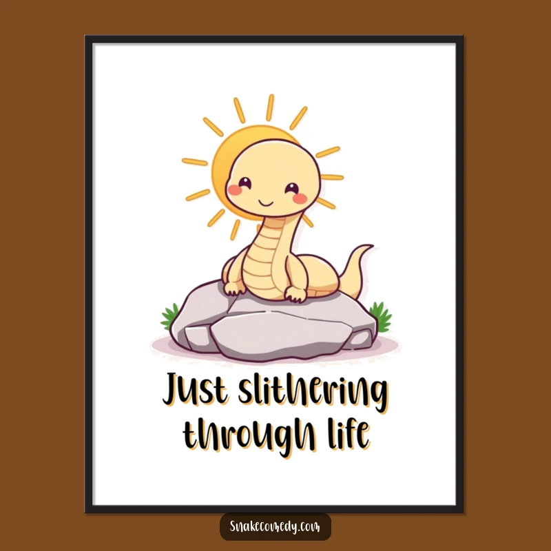 Funny Free Printable Wall Art: Snake Sunning - Relaxed & Hilarious Downloadable Art Gift!