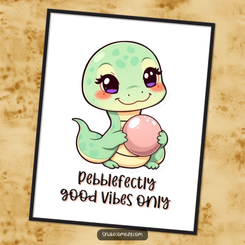 Funny Free Printable Wall Art: A mischievous snake with a wink offers a shiny pebble, adding humor to any room.
