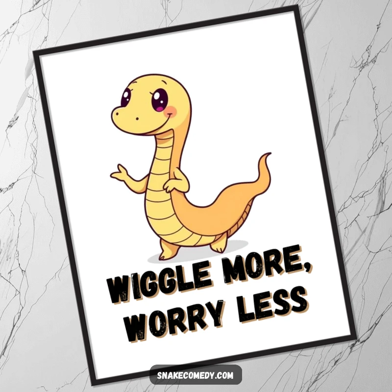 Funny Free Printable Wall Art: A snake performs a dynamic wiggle dance, full of motion and fun. Downloadable art.