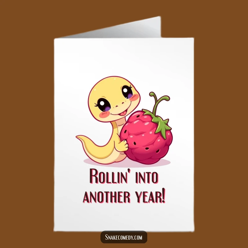 Free Printable Birthday Card: Fun Snake Berry Chase Funny Downloadable Gift