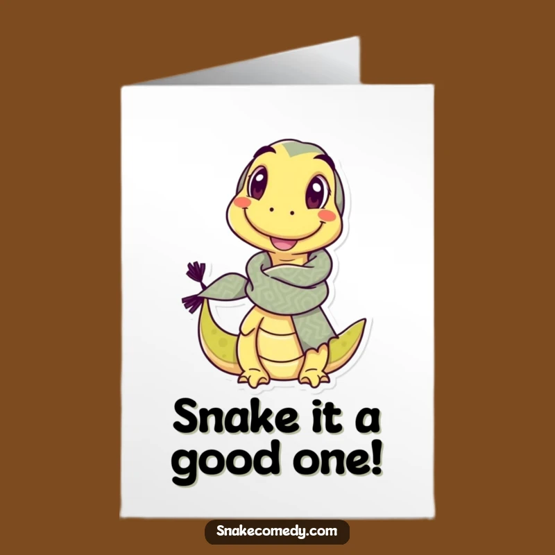 Free Printable Birthday Card: Funny Winking Snake with Big Scarf Digital Download