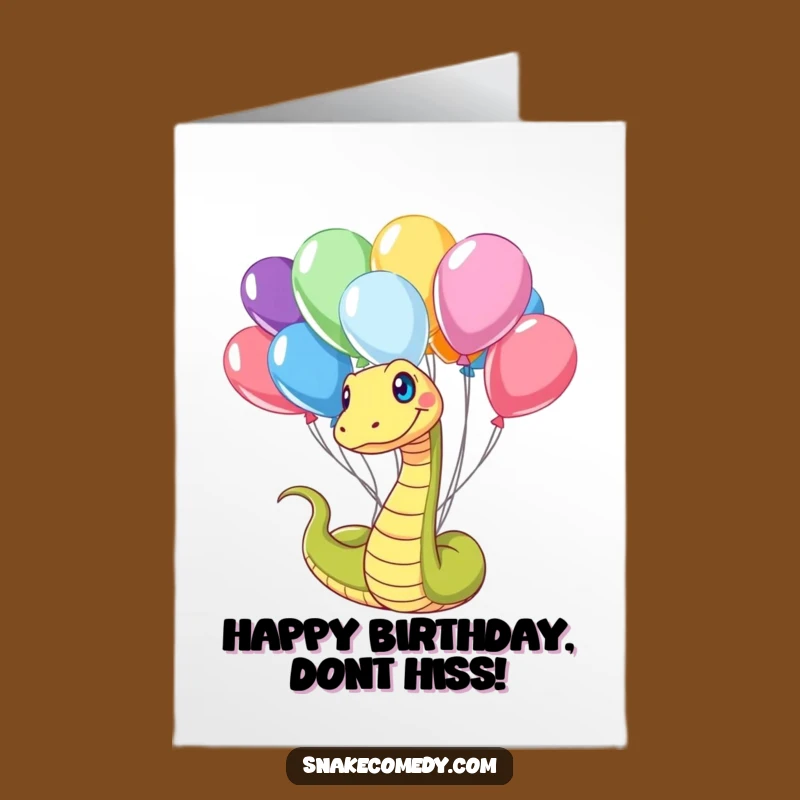 Free Printable Birthday Card: Snake In Balloons - Funny Downloadable Gift