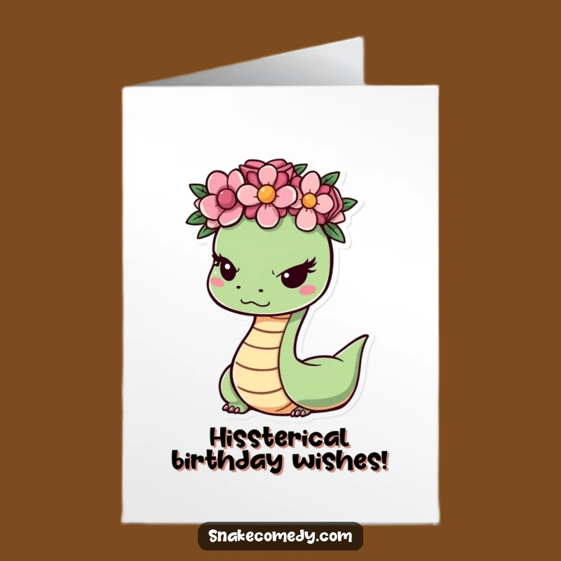 Funny Free Printable Birthday Card: Winking Snake Flower Crown Downloadable