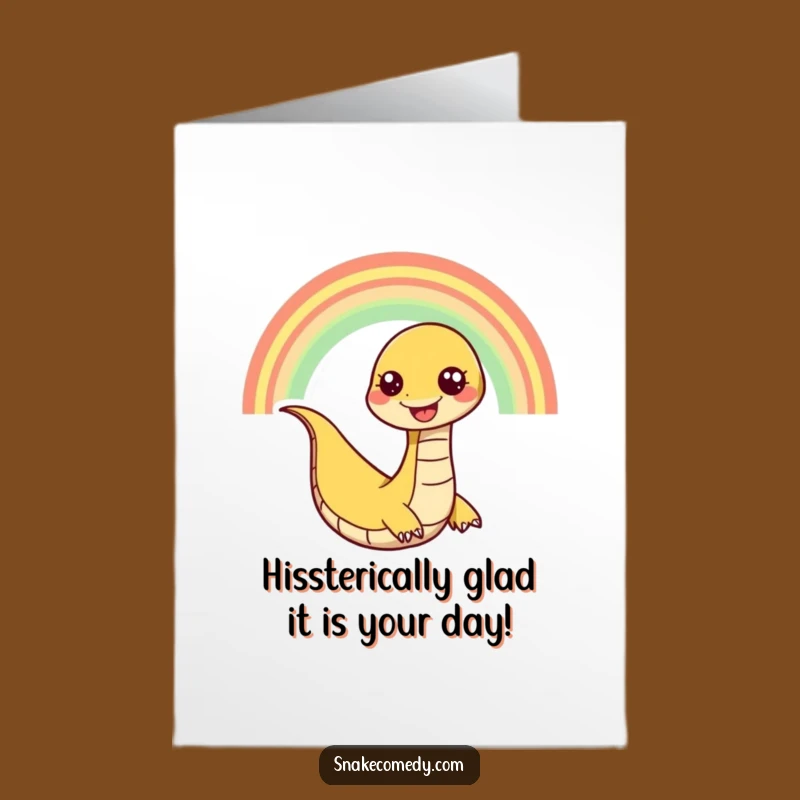 Free Printable Birthday Card: Funny Snake Rainbow Slide, Perfect Downloadable Gift!