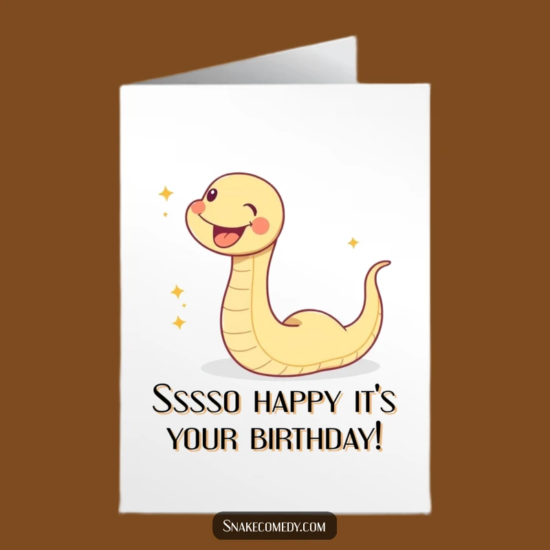 Celebrate with laughter! This free printable birthday card features a gleeful, sparkling snake, perfect for printing at home.