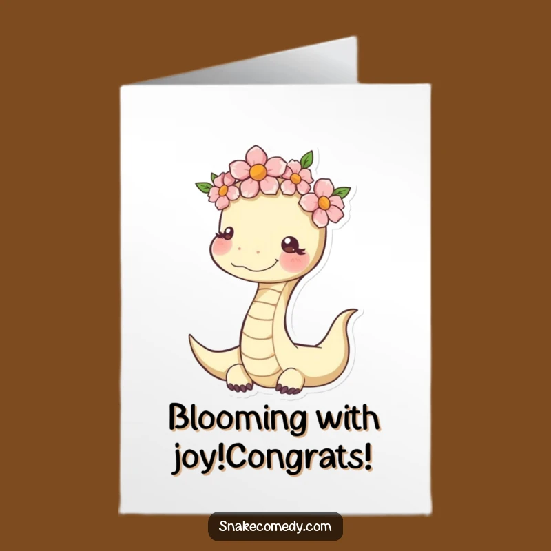 Free Printable Congrats Card: Cheerful Snake Flower Crown Funny Downloadable Gift