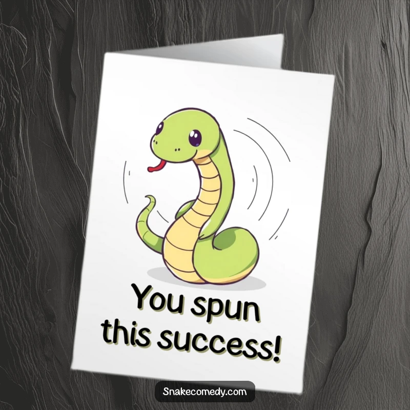Funny Free Printable Congratulations Card featuring a snake happily spinning in circles, celebrating good news.
