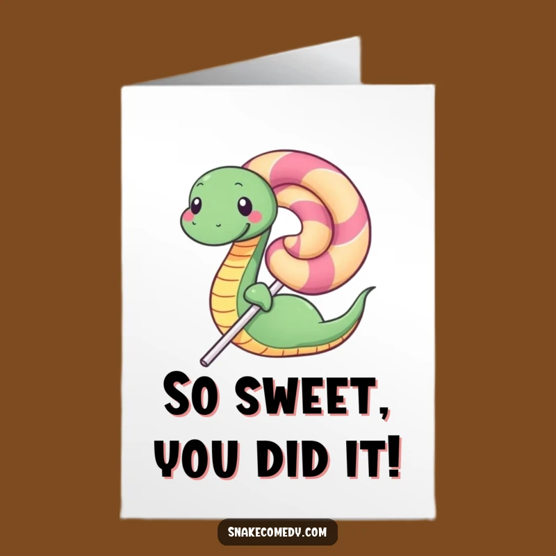 Free Printable Congrats Card: Happy Snake Lollipop Hug Funny Gift