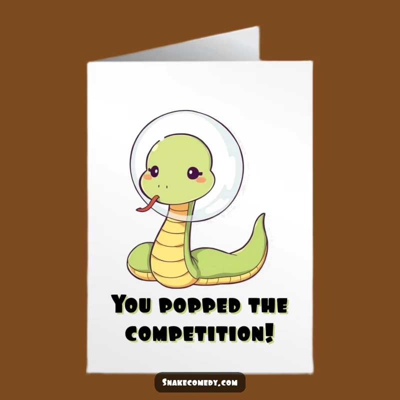 Free Printable Congrats Card: Snake Blowing Bubble Downloadable Gift
