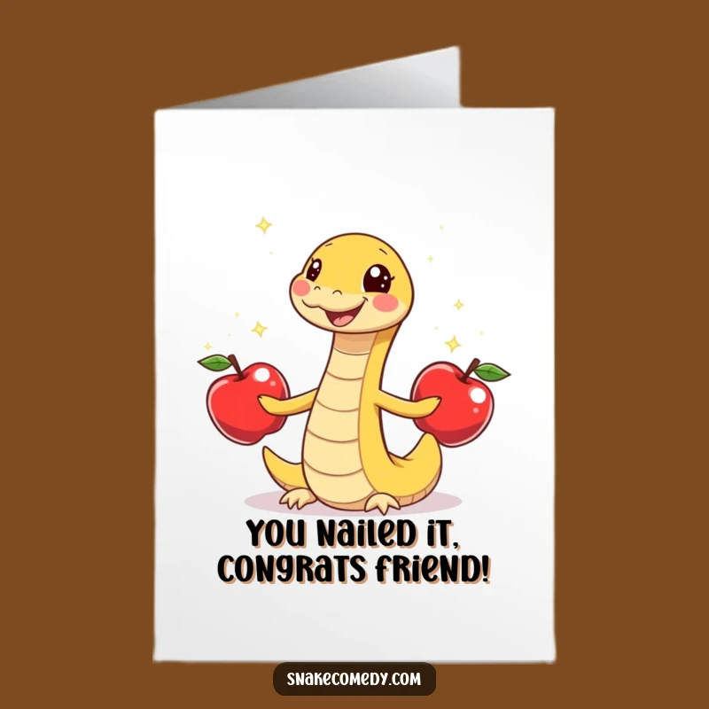 Free Printable Congrats Card: Snake Juggling Apples Downloadable Gift