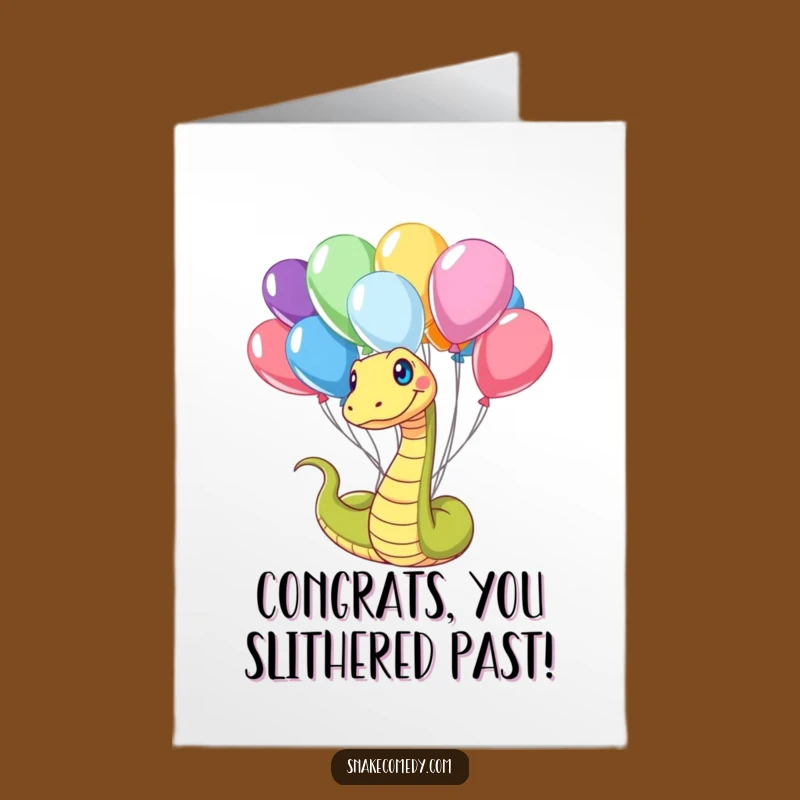 Free Printable Congrats Card: Snake's Balloon Surprise - Fun Downloadable Gift