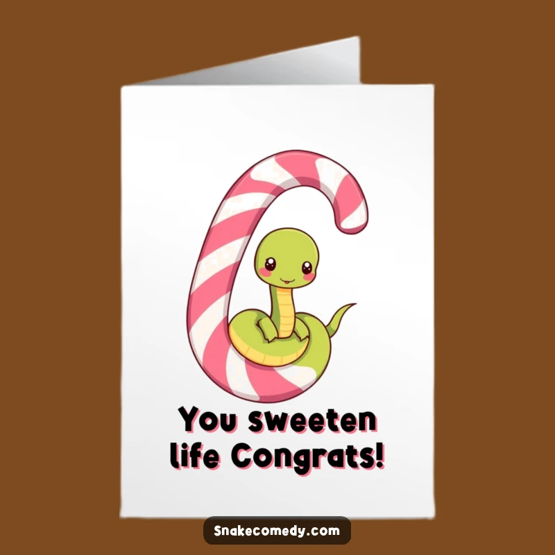 Free Printable Congratulations Card: Funny Snake Unwinding Candy Cane Downloadable Gift