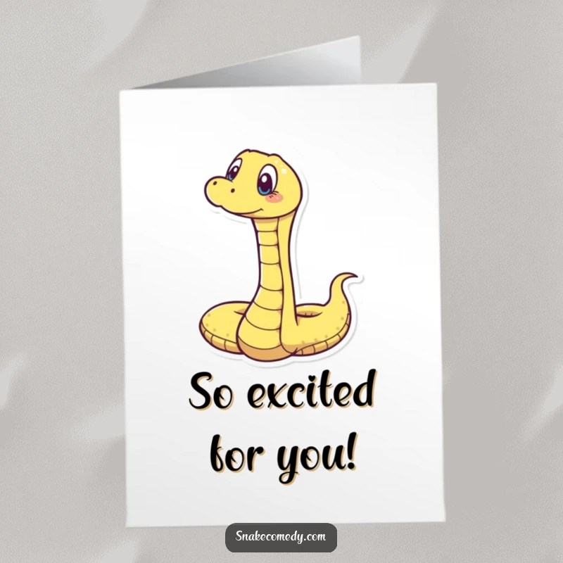 Funny Free Printable Congratulations Card: A vertically stretched snake looks utterly surprised by the good news.