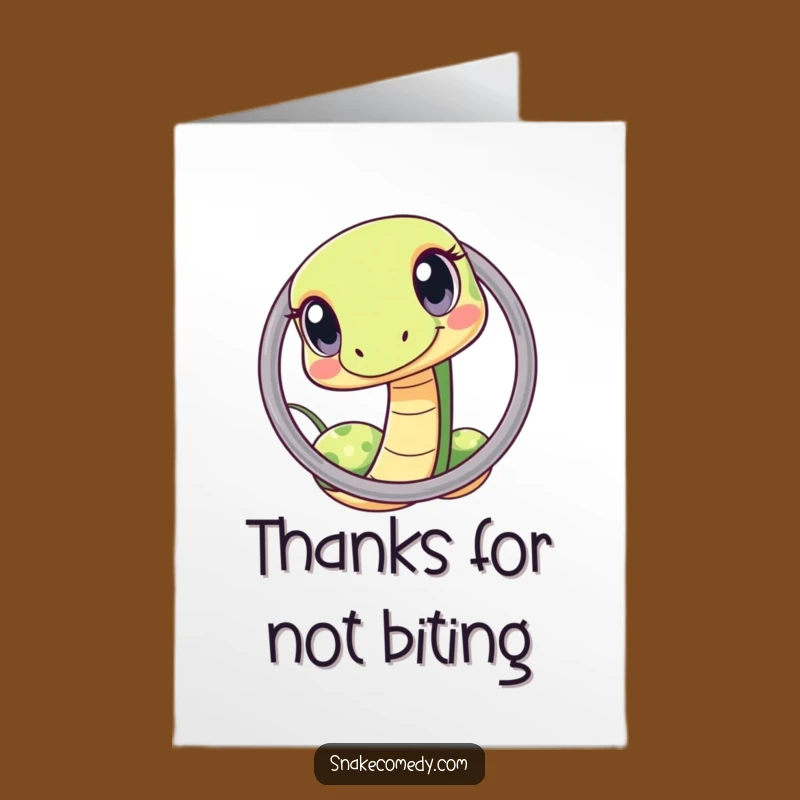Free Printable Thank You Card: Kawaii Snake Hoop, Downloadable Quirky Gratitude Art