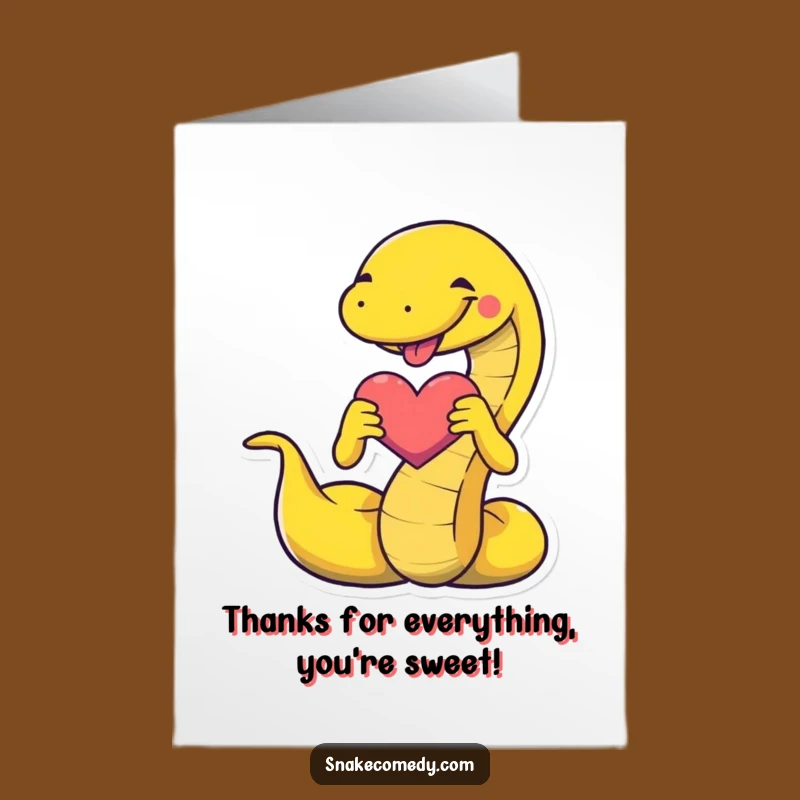 Free Printable Thank You Card: Snake's Love Heart, Amusing Downloadable Gift