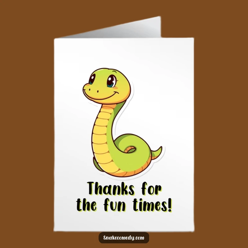Funny Free Printable Thank You Card: Coiling Grinning Snake Gift