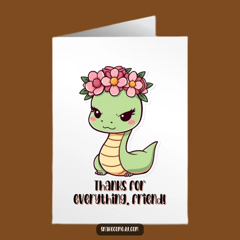 Funny Free Printable Thank You Card: Winking Snake Flower Crown Gift