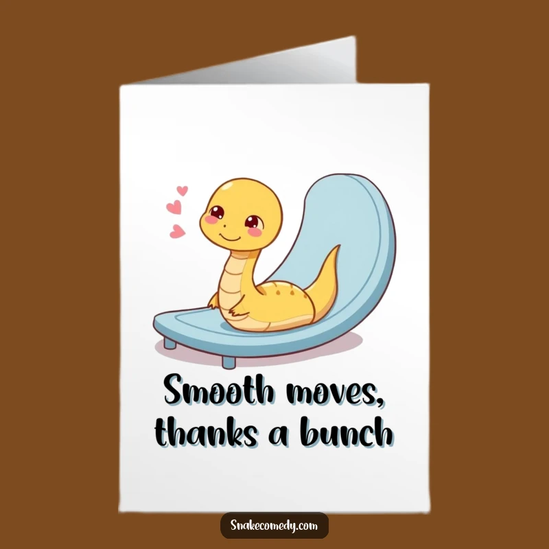 Free Printable Thank You Card: Relaxed Snake Sliding Ramp Funny Downloadable Gift