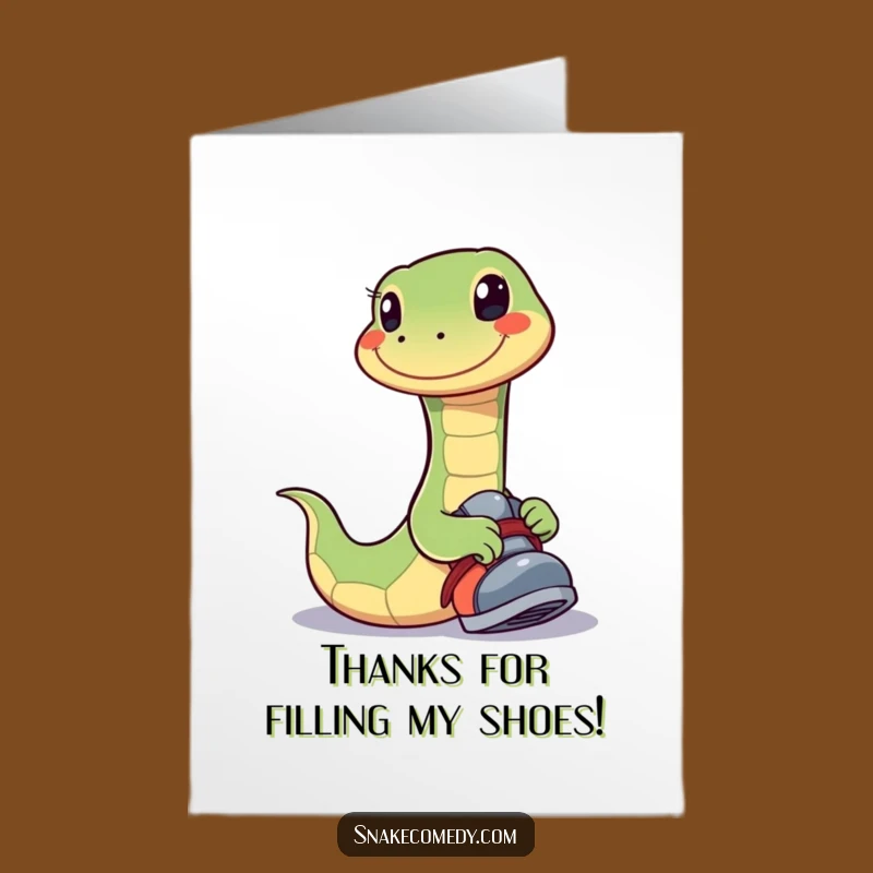 Free Printable Thank You Card: Snake Tries Shoe, Humorous Downloadable Gratitude!
