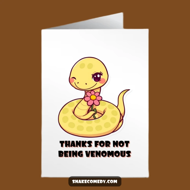 Free Printable Thank You Snake Card: Funny Wink Flower Gratitude Gift
