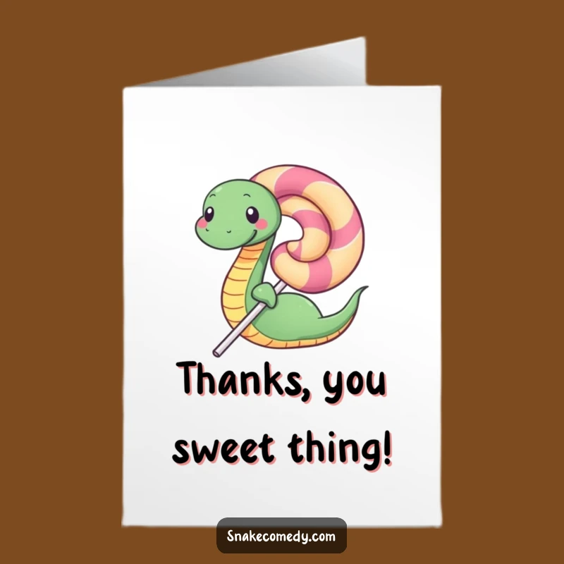 Free Printable Thank You Card: Happy Snake Lollipop Hug Humor Gift