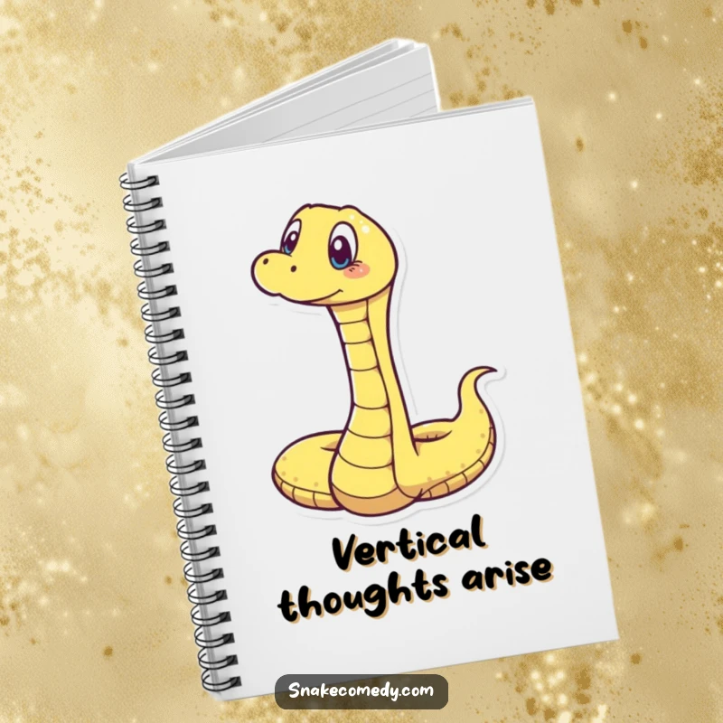Funny notebook cover featuring a snake stretching upwards with wide, surprised eyes, perfect for jotting down sudden thoughts.