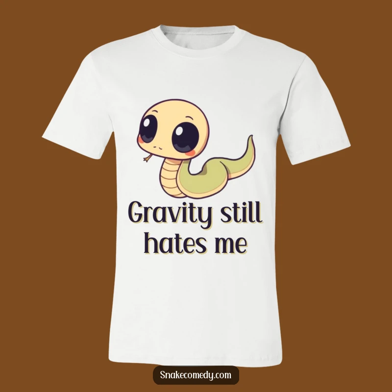 Funny Clumsy Snake T-Shirt: Tripping Over Tail Character Tee