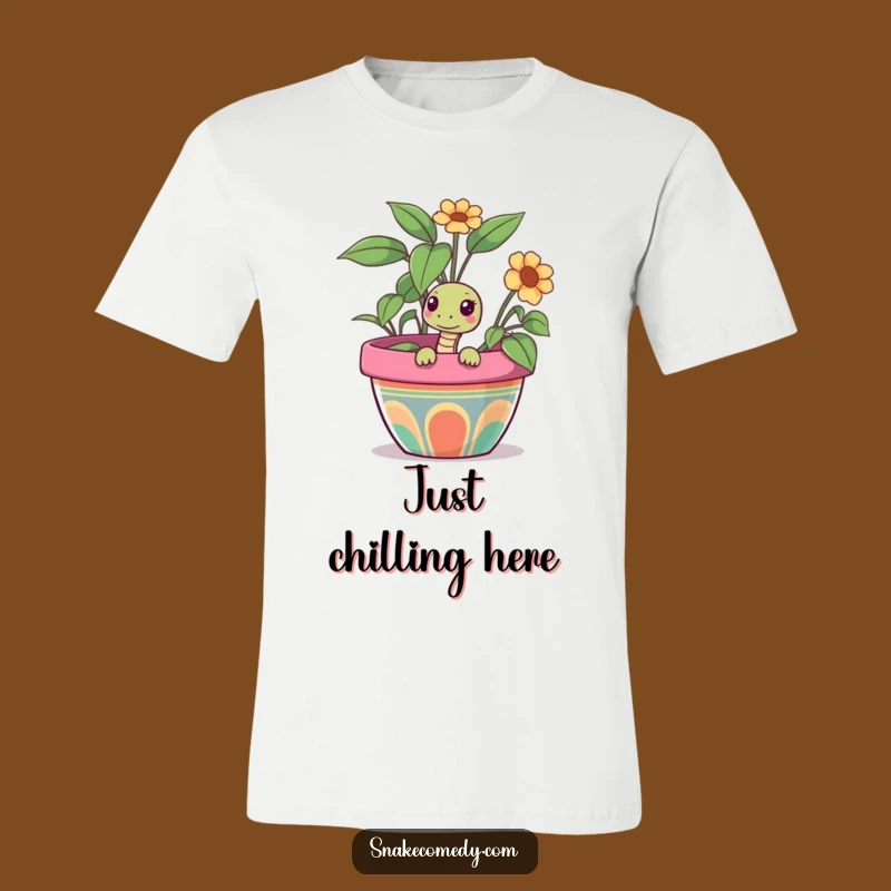 Funny Snake Pot Tee: Curious Serpent Hiding in Flowers Shirt