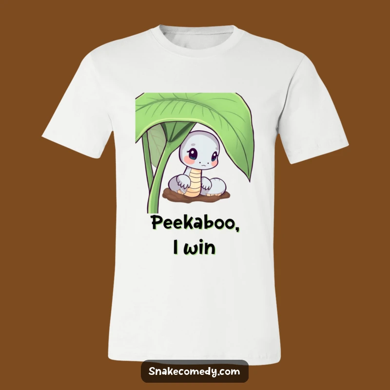 Curious Snake T-Shirt: Funny Peek-a-Boo Leaf Design Tee