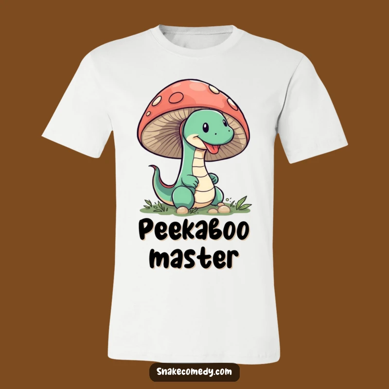 Funny Snake Mushroom T-Shirt: Sneaky Peeking Character, Whimsical & Hilarious Tee Gift!