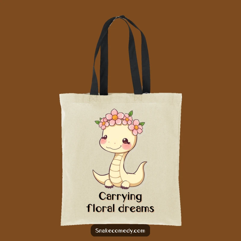 Serene Snake Tote Bag: Carry Your Calm with Flower Crown Design
