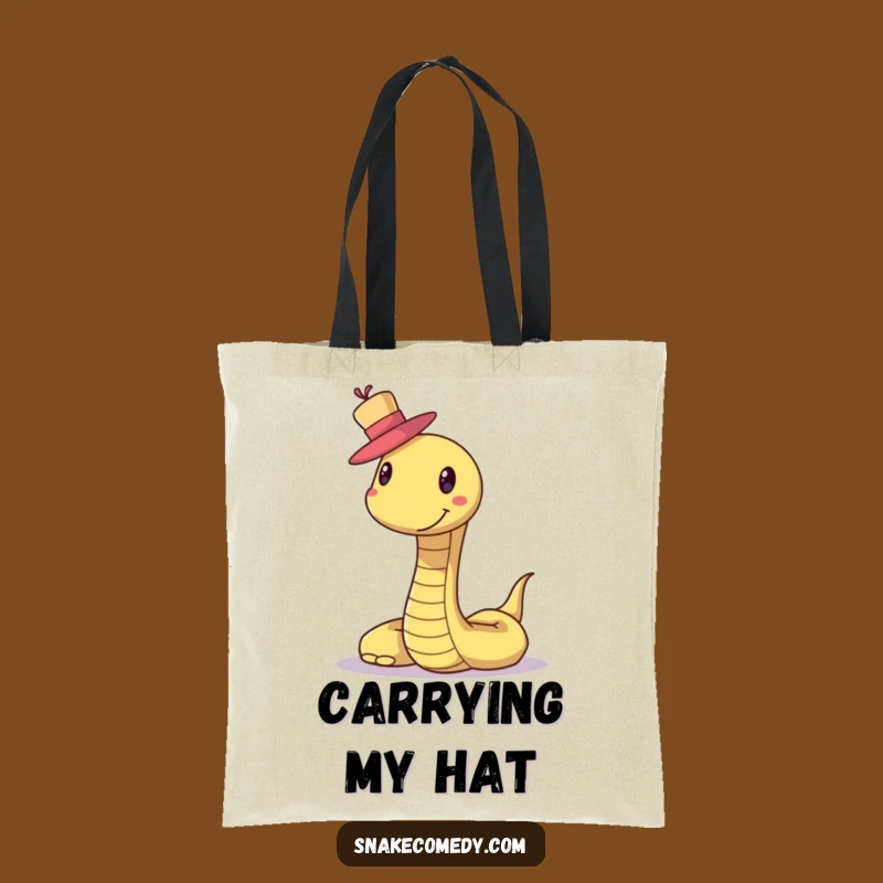 Funny Snake Hat Tote Bag: Smiling Creature Balancing Top Hat, Chic & Hilarious Carryall Gift!