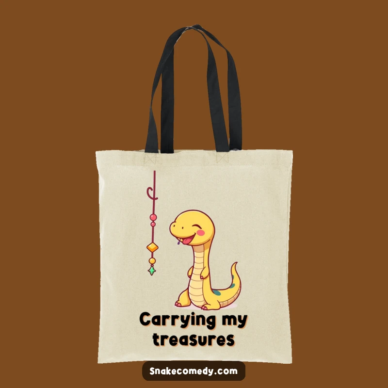 Funny Snake Charm Batting Tote Bag: Carry Your Sparkle Around
