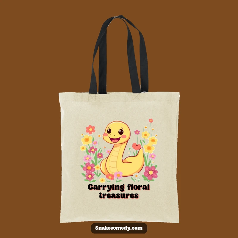 Funny Snake Flower Field Tote Bag - Carry Your Day with Vibrant Style!